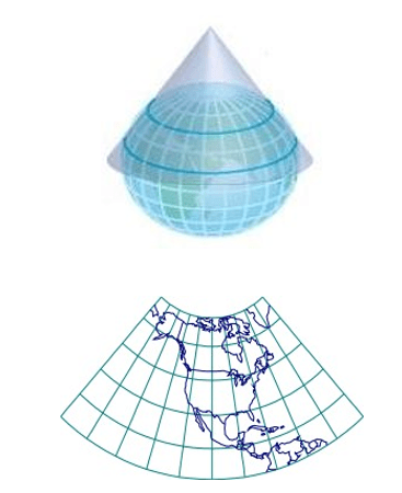 système de projection cartographique : projection conique